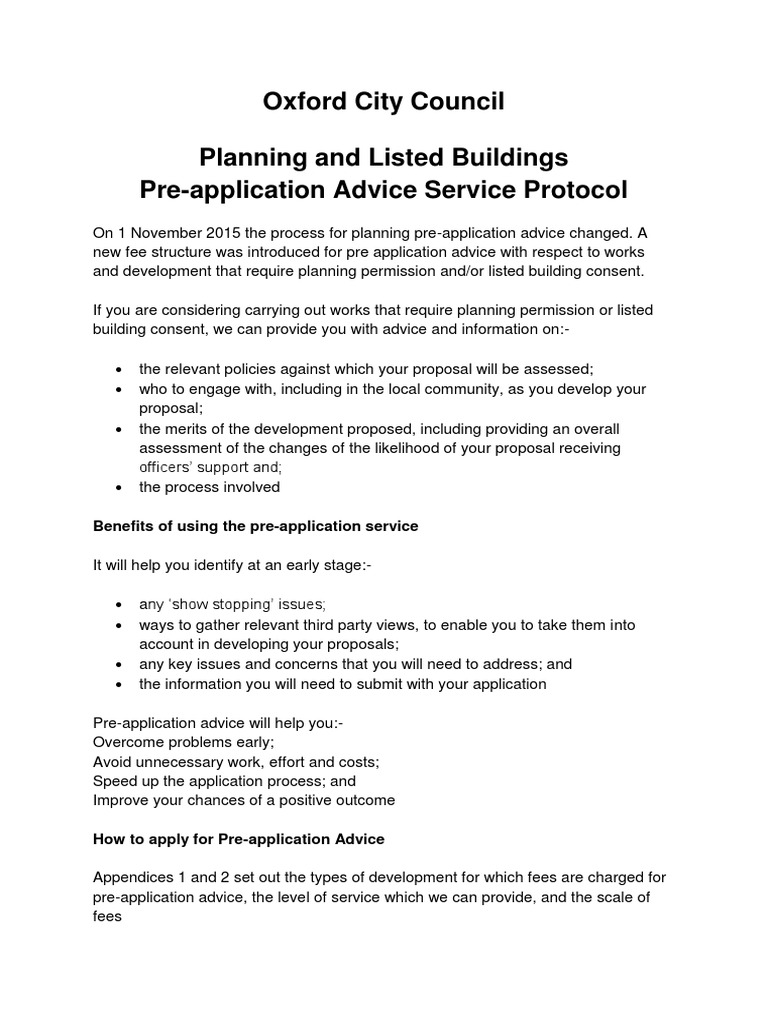 Pre Application Protocol March 2019 FINAL | PDF | Fee | Government ...