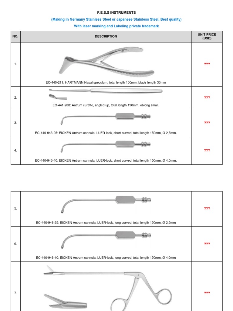 FESS Instruments Catalog and Pricing | PDF | Nature