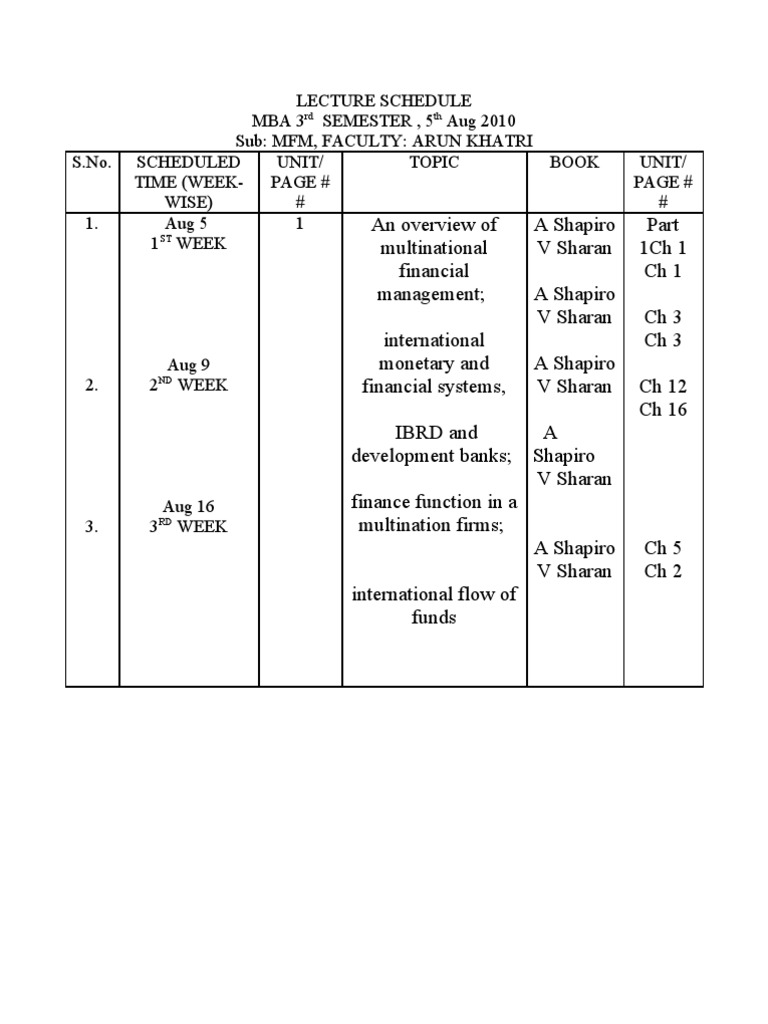 A Class Plan