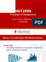 MGT2900 Principles of Management Ch14: Power, Influence, & Leadership