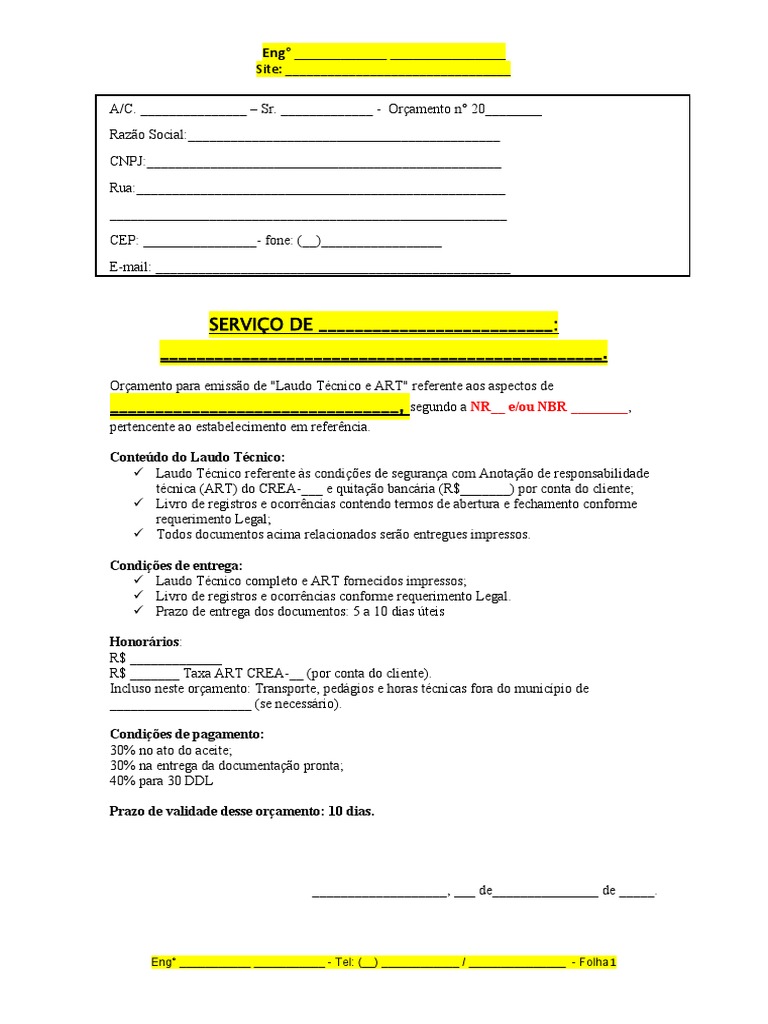 Modelo de Orçamento | PDF