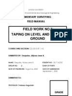 Field Work No.2 Taping On Level and Uneven Ground: Elementary Surveying Field Manual