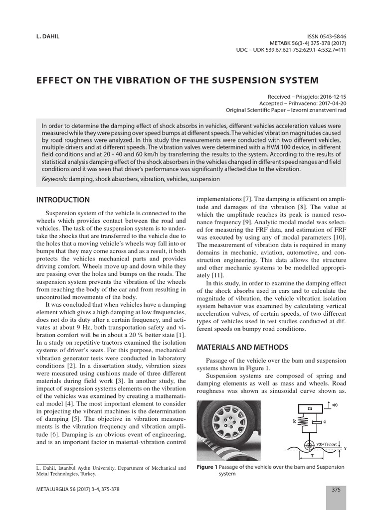 Analysis of the Effect of Vehicle Speed on Suspension System Vibration