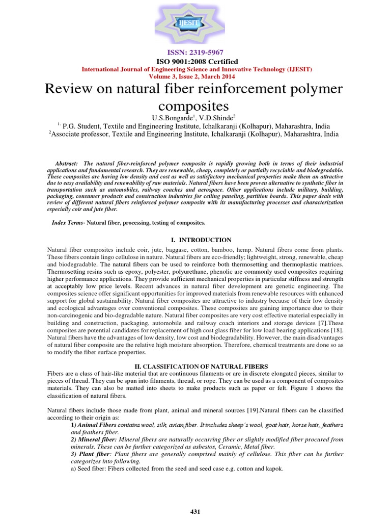 Natural Fiber Reinforced Composites | PDF | Composite Material | Fibers