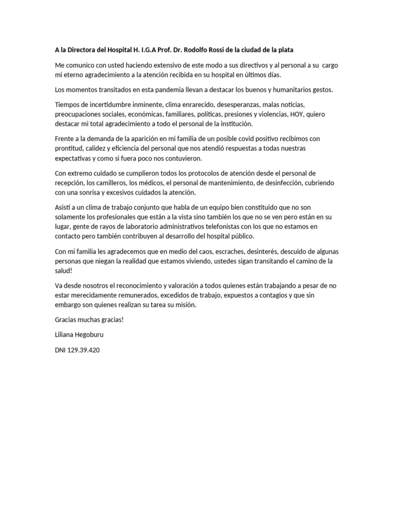 Agradecimiento al Personal de Salud | PDF | Salud y bienestar | Ciencia ...