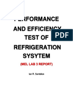 Performance and Efficiency Test of Refrigeration Sysytem: (Mel Lab 3 Report)