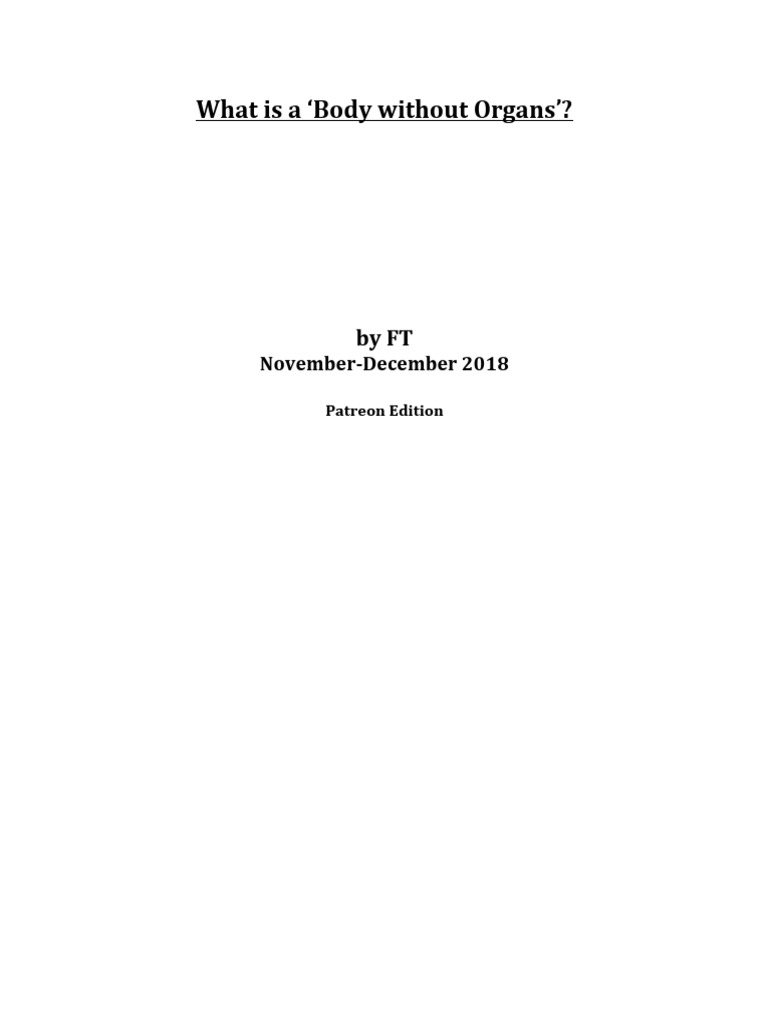 What Is A Body Without Organs PDF Gilles Deleuze Sigmund Freud