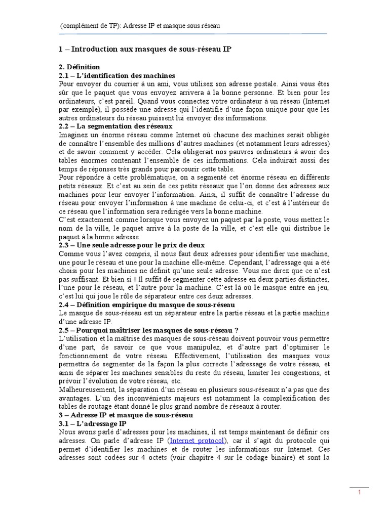 Comprendre le masque de sous-réseau IP | PDF | Adresse IP | Standards ...