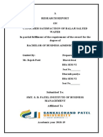 A Research Report ON Consumer Satisfaction of Balaji Salted Wafer in Partial Fulfilment of The Requirement of The Award For The Degree of