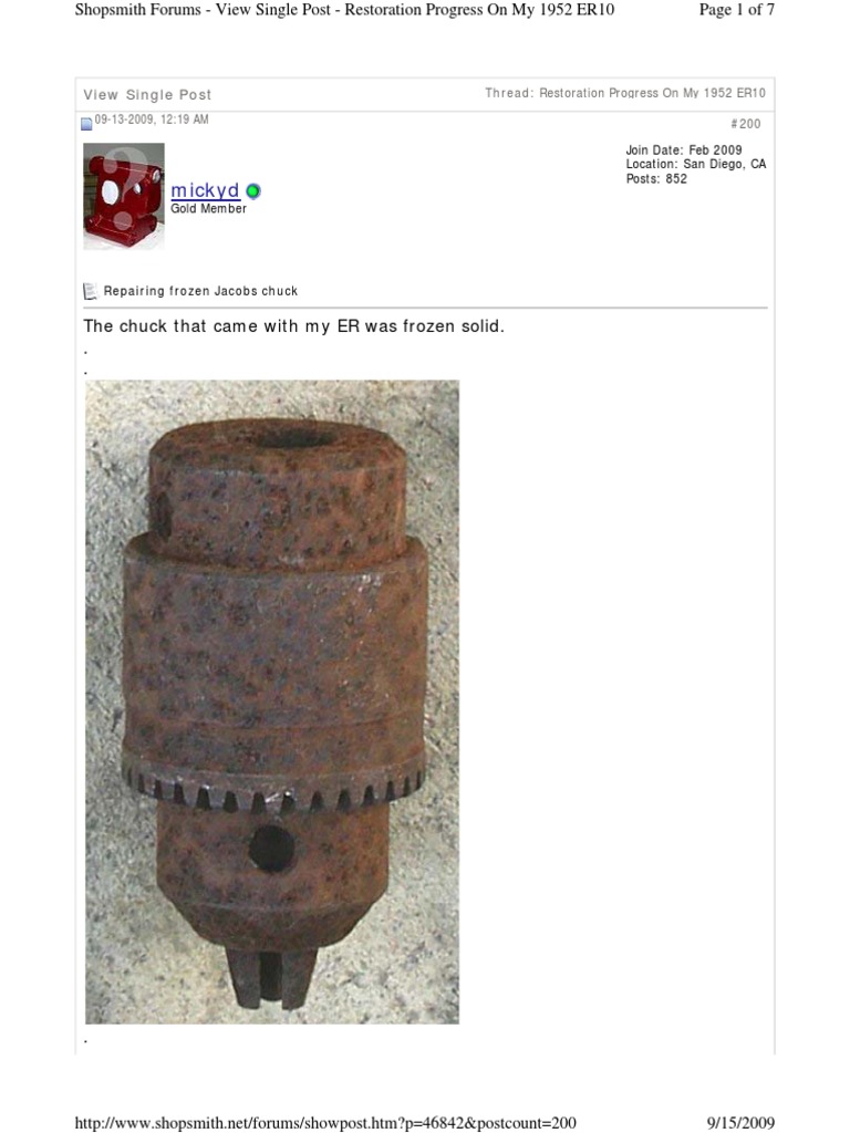 Frozen Jacobs Drill Chuck Repair Procedure PDF Nature