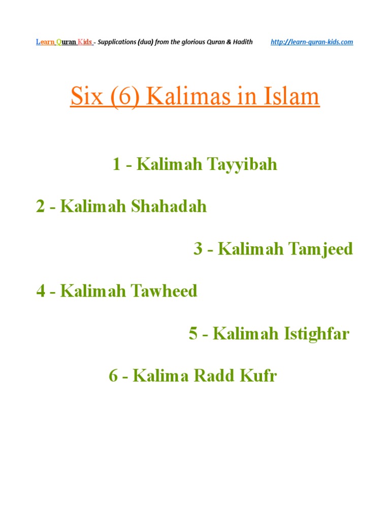 Islam Six 6 Kalmay PDF | PDF