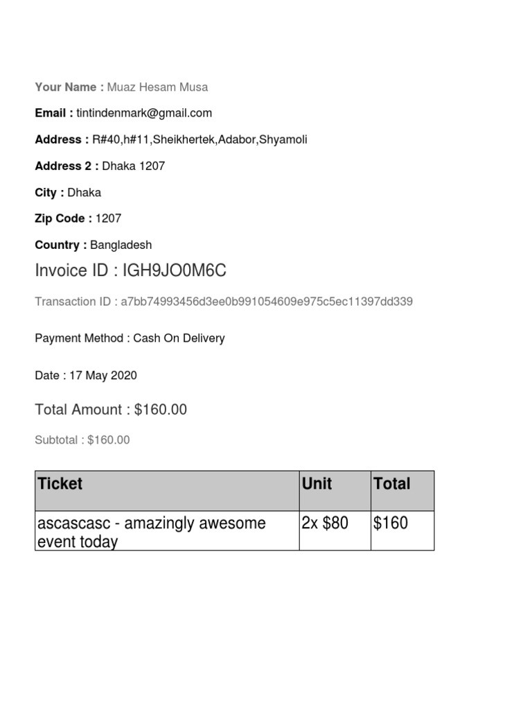 Invoice for Event on May 17, 2020 | PDF