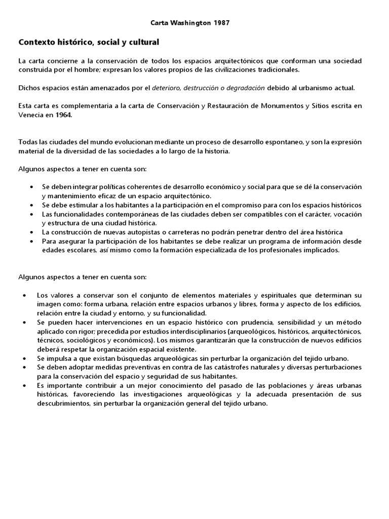 Contextos de Las Carta de Washington 1987 y de Cracovia 2000 PDF PDF