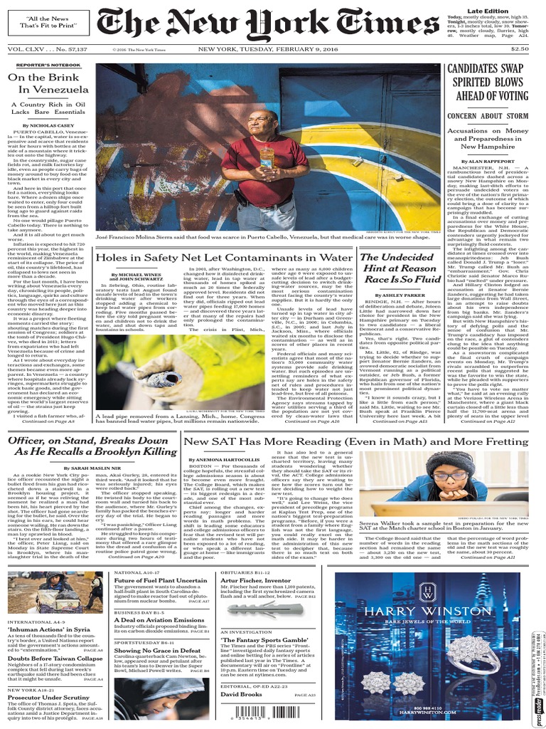 The New York Times 16 02 09 Bernie Sanders Donald Trump