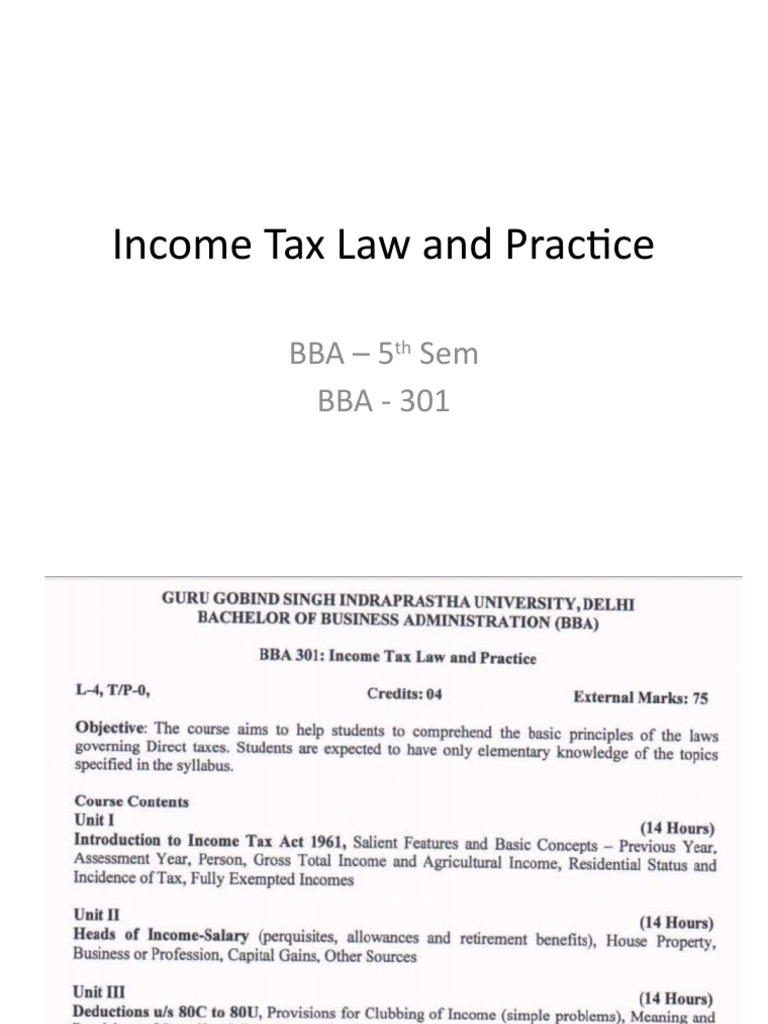 Income Tax Law And Practice Bba 5 Sem Bba 301 Pdf Income Tax