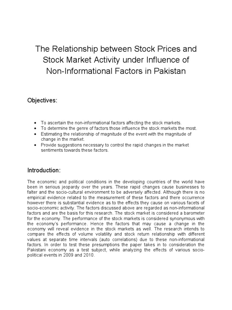 The Relationship Between Stock Prices and Stock Market Activity Under ...