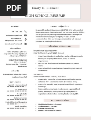 sample student resume