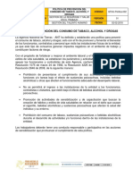 GTHU Politica 002 POLITICA DE PREVENCION DE CONSUMO DE TABACO ALCOHOL Y DROGAS
