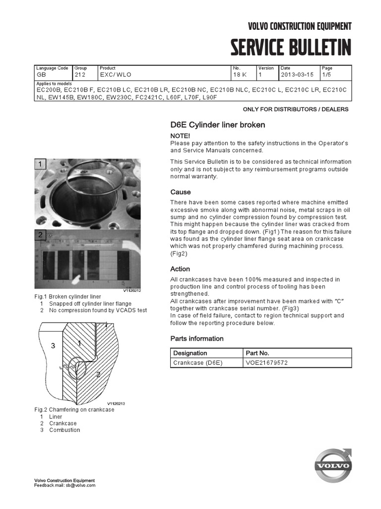Service Bulletin Volvo Construction Equipment PDF Engines