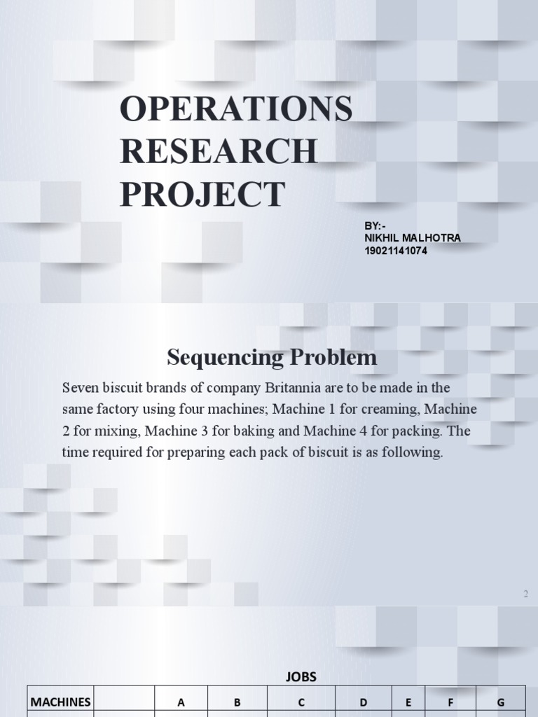 Operations Research Project: BY:-Nikhil Malhotra 19021141074 | PDF ...