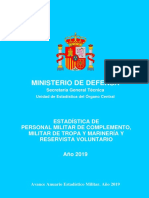 Estadística de Personal Militar de Complemento Militar de Tropa y Marinería y Reservista Voluntario 2019