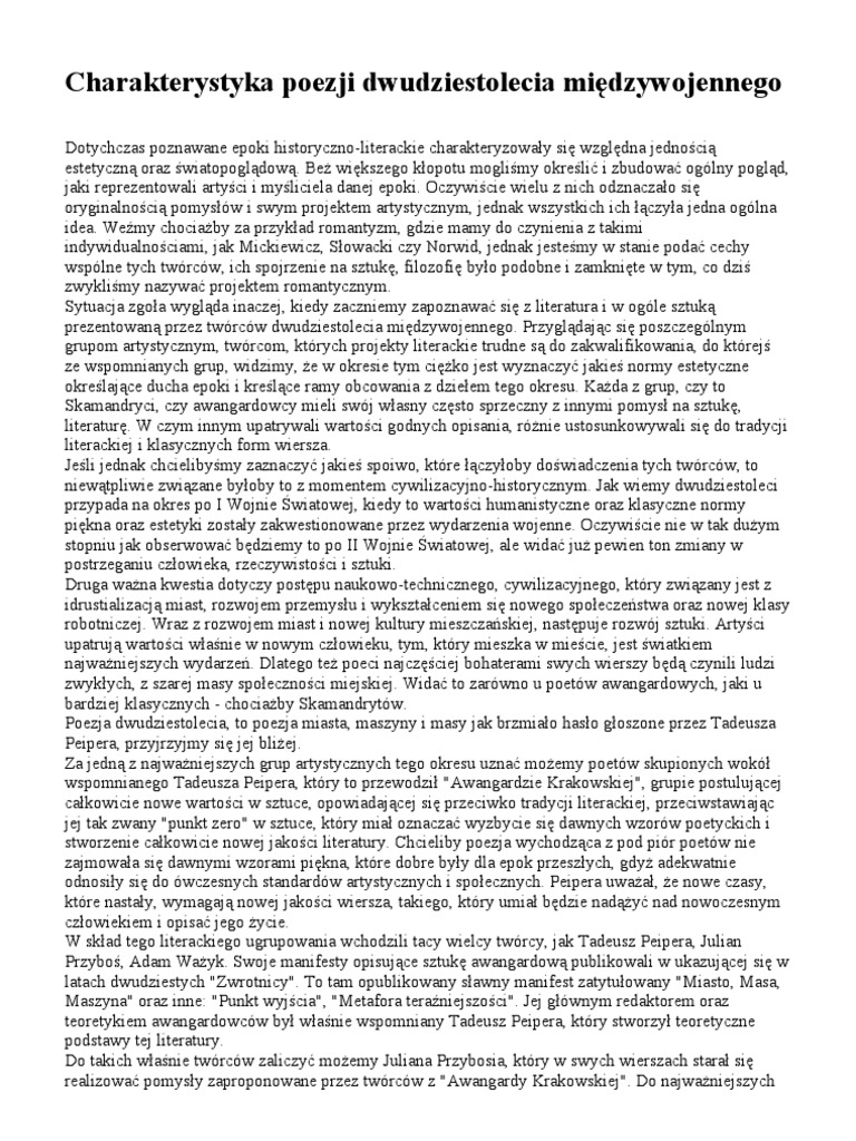 Rola Poety I Poezji W Literaturze