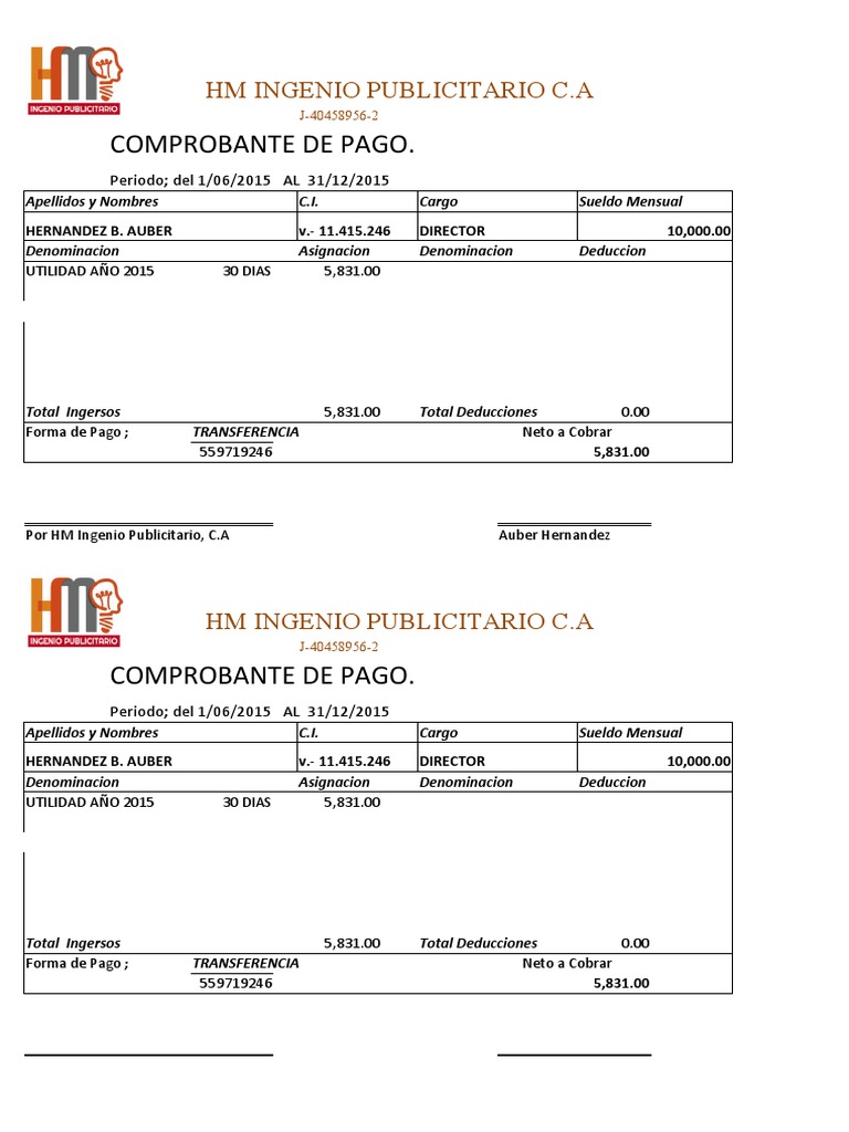 Recibo de Utilidades | PDF