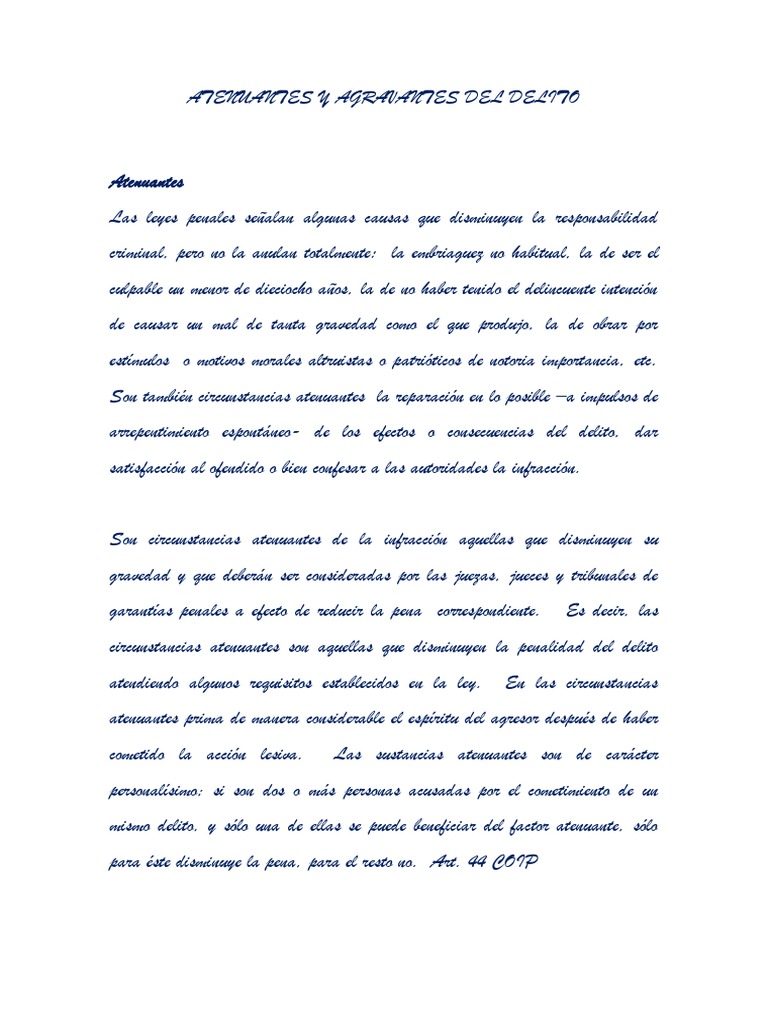 Atenuantes y Agravantes | PDF | Factor mitigante | Castigos