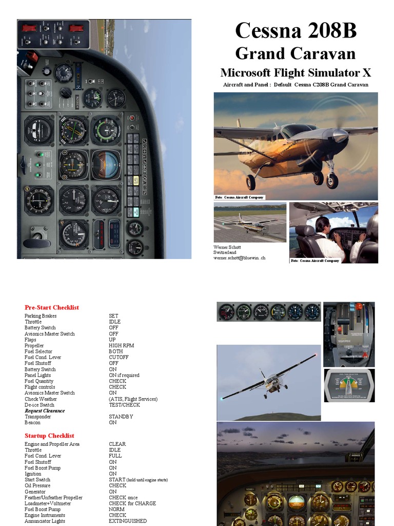 Fsx Cessna Caravan Checklist Speeds Altitudes 208b