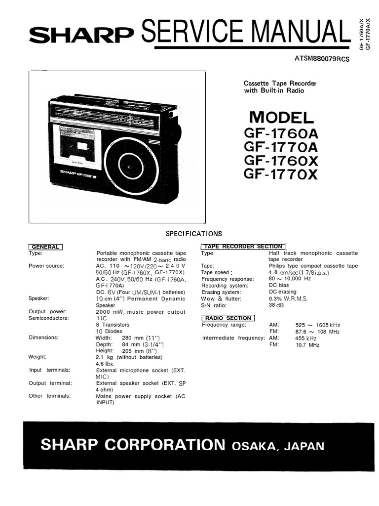 Shari : Service Manual Te | PDF | Frequency Modulation | Loudspeaker