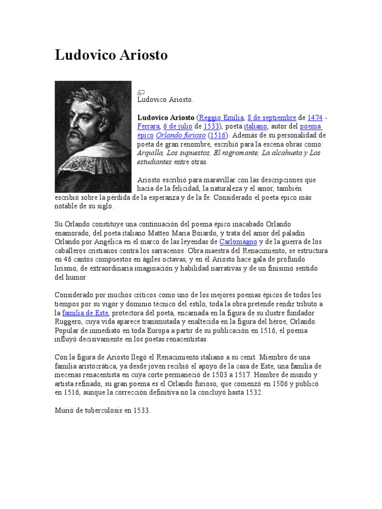 Ludovico Ariosto | PDF | Poesía, image size:768x1024
