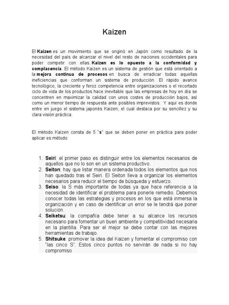 Método Kaizen: Mejora Continua en Procesos | PDF | Almacén | Business
