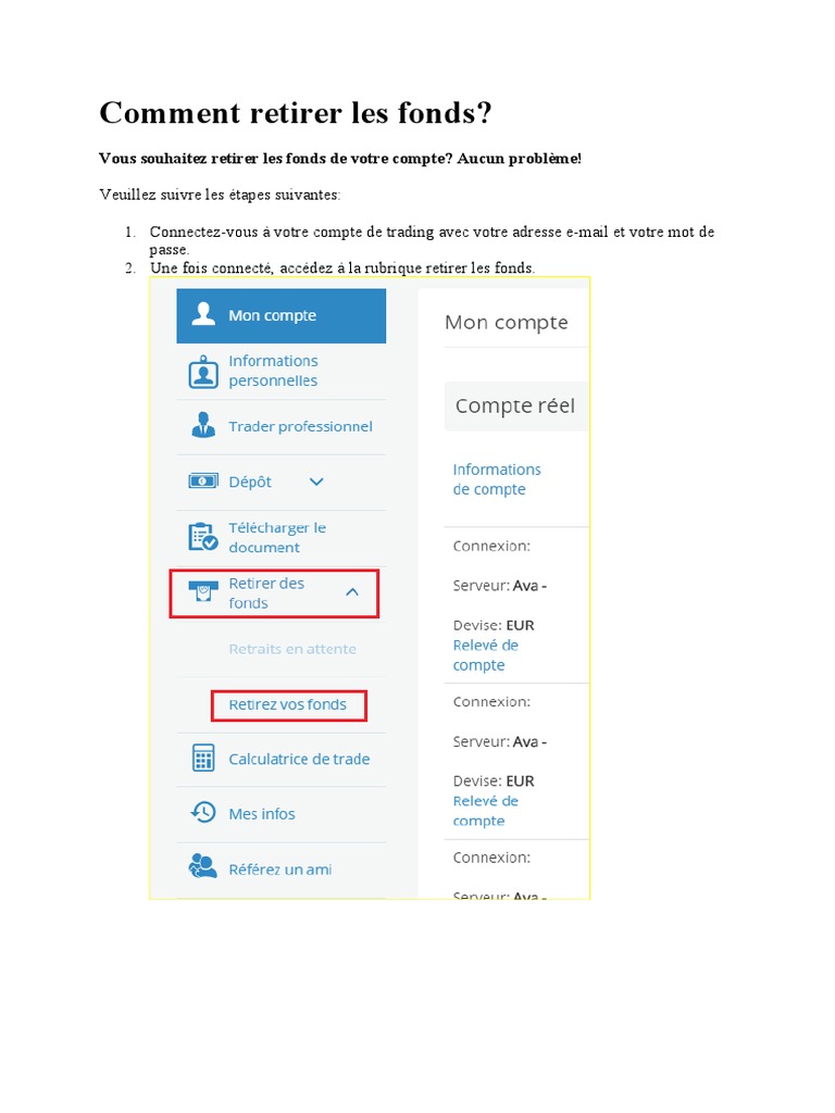 Retirer des fonds de votre compte trading | PDF | Opérateur de marché |  Forex