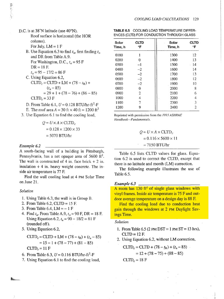 Table 6.5 CLTD Through Glass PDF | PDF