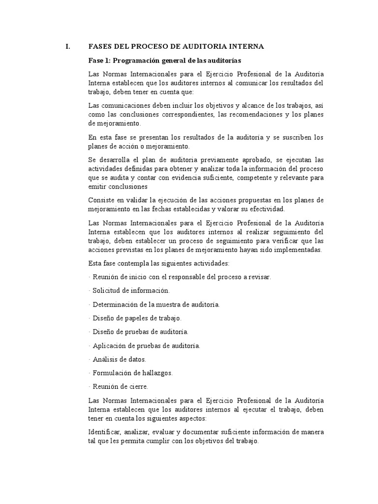 Fases Del Proceso de Auditoria Interna | PDF | Auditoría | Contralor