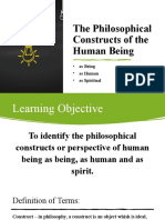 The Philosophical Constructs of The Human Being
