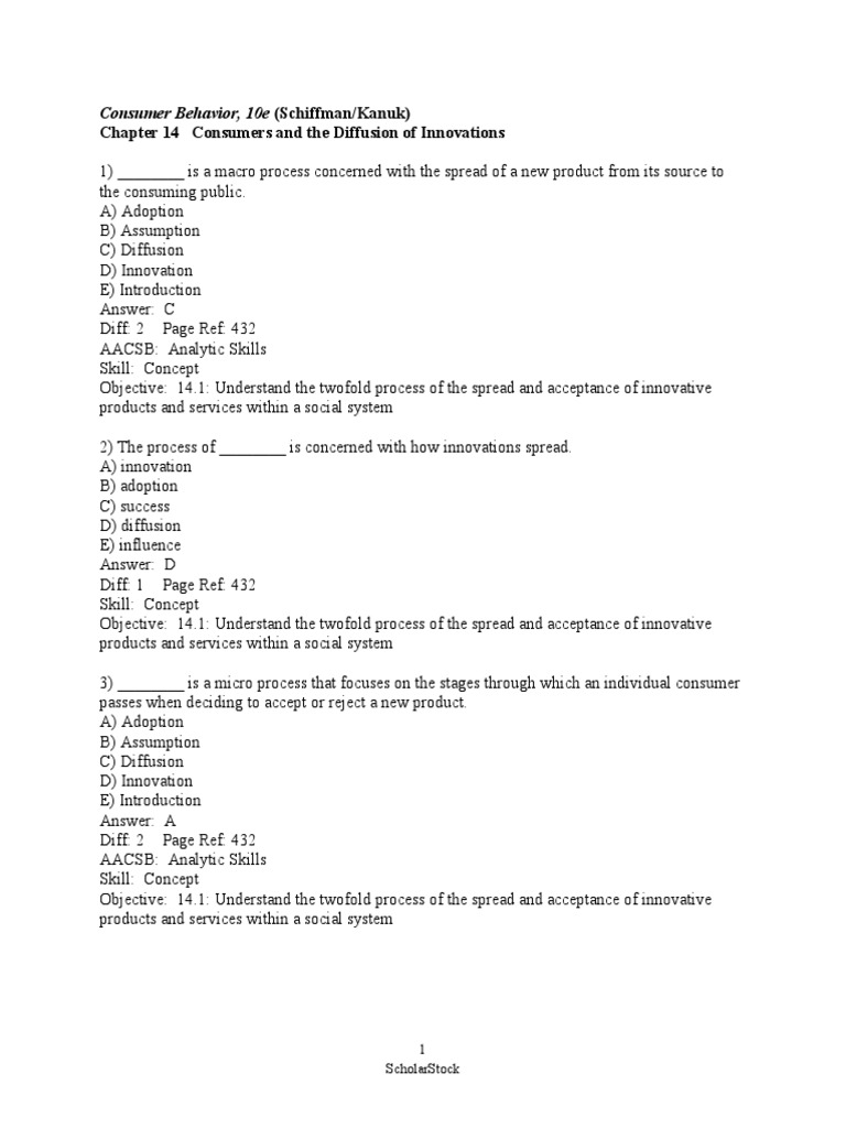 Chapter 14 Consumers and The Diffusion of Innovations: Consumer ...