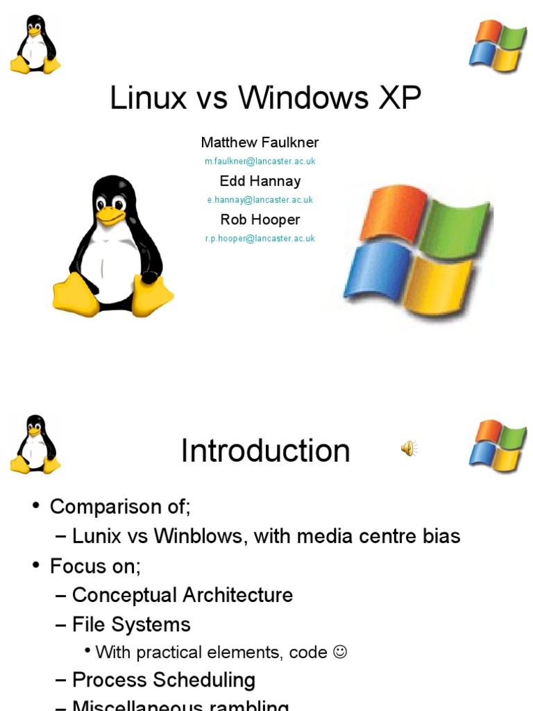 Linux Vs Windows XP: Matthew Faulkner Edd Hannay Rob Hooper | PDF