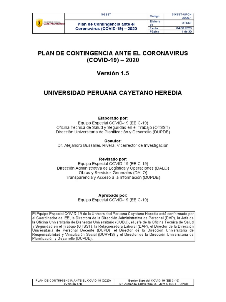 Plan de Contingencia Ante El Coronavirus (Covid-19) | PDF | Lavado de ...