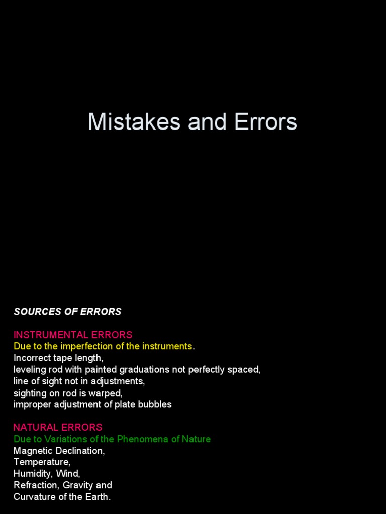 Types of Surveying Errors Explained | PDF | Surveying | Observational Error