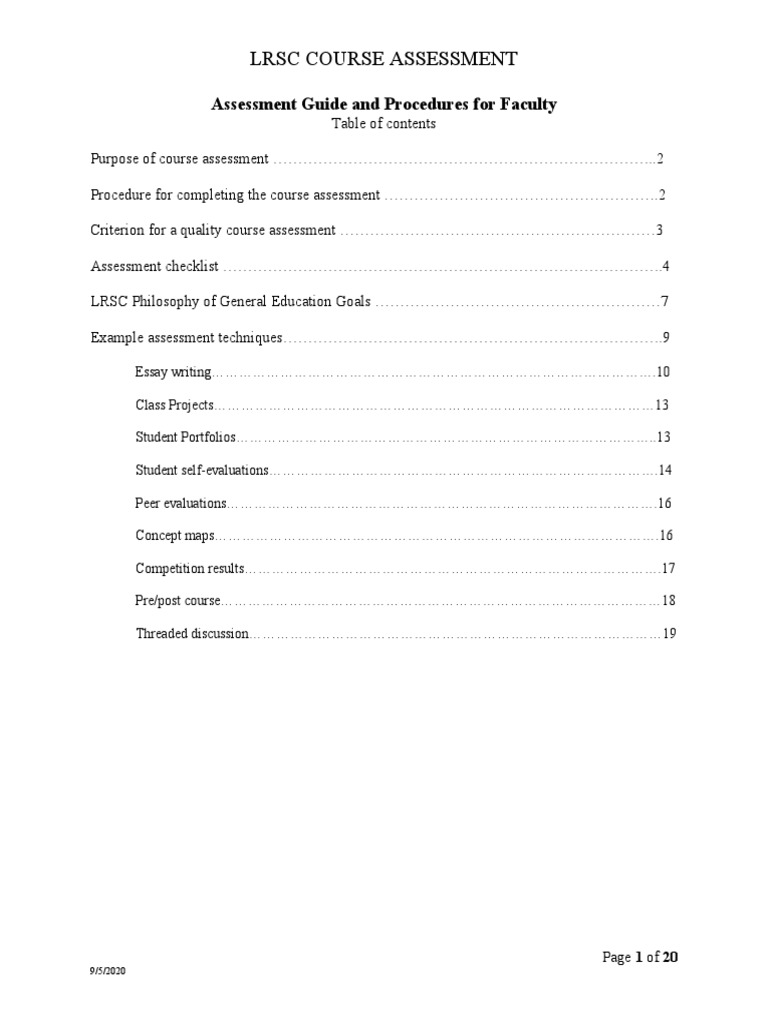 LRSC Course Assessment Procedures | PDF | Project Based Learning ...
