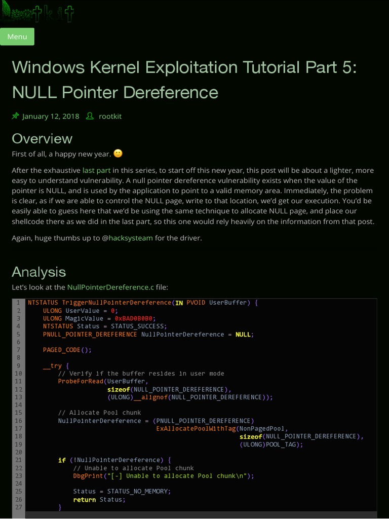 Windows Kernel Exploitation Tutorial Part 5: NULL Pointer Dereference ...