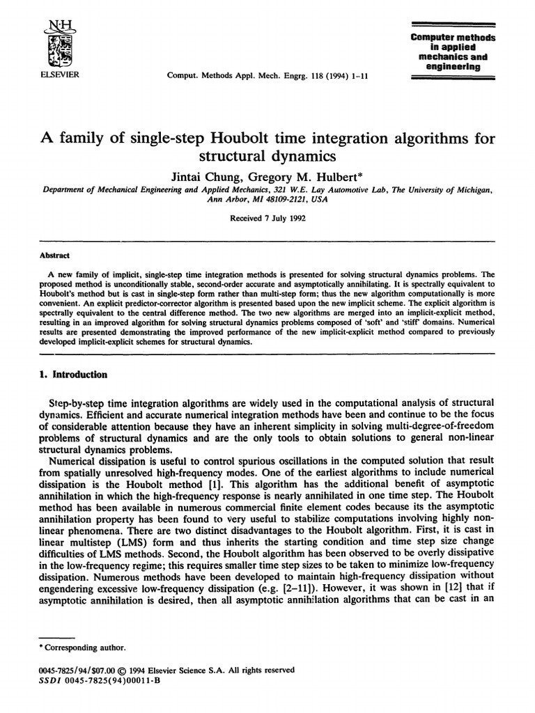 A Family of Single-Step Houbolt Time Integration Algorithms For ...