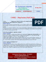 CS502 - Final Term (Fall 2012) : CS502 - Fundamentals of Algorithm