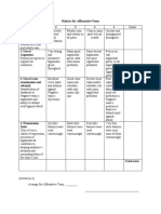 Rubrics For Affirmative Team Criteria 4 3 2 1 1. Organization &clarity