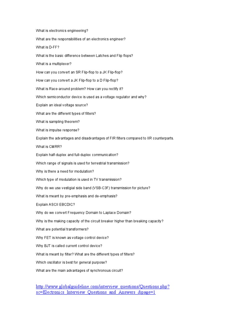 Sc electronics interview questions and answers page 1 pdf
