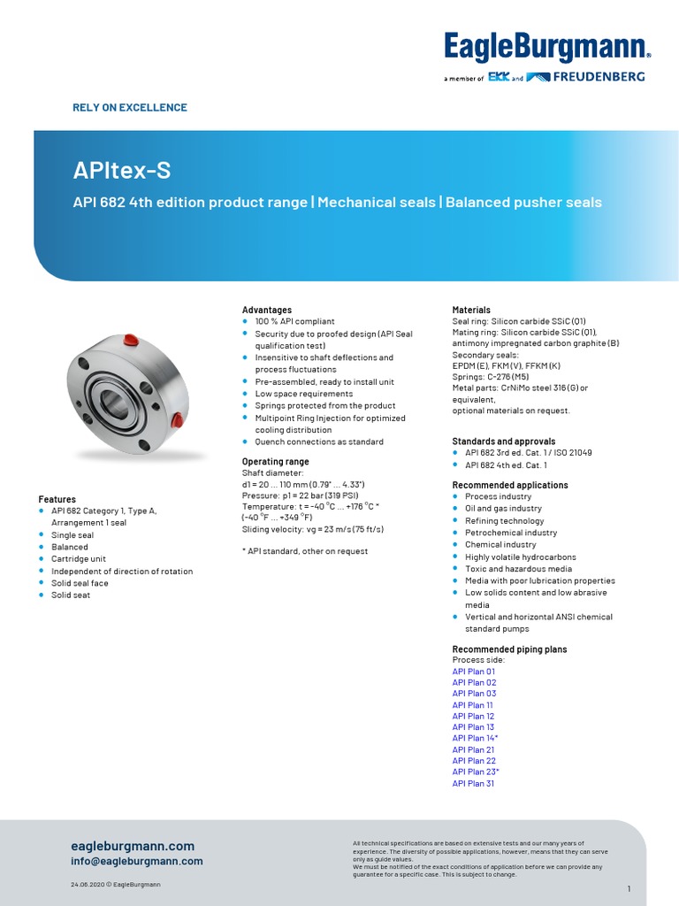 Apitex-S: Api 682 4Th Edition Product Range - Mechanical Seals ...