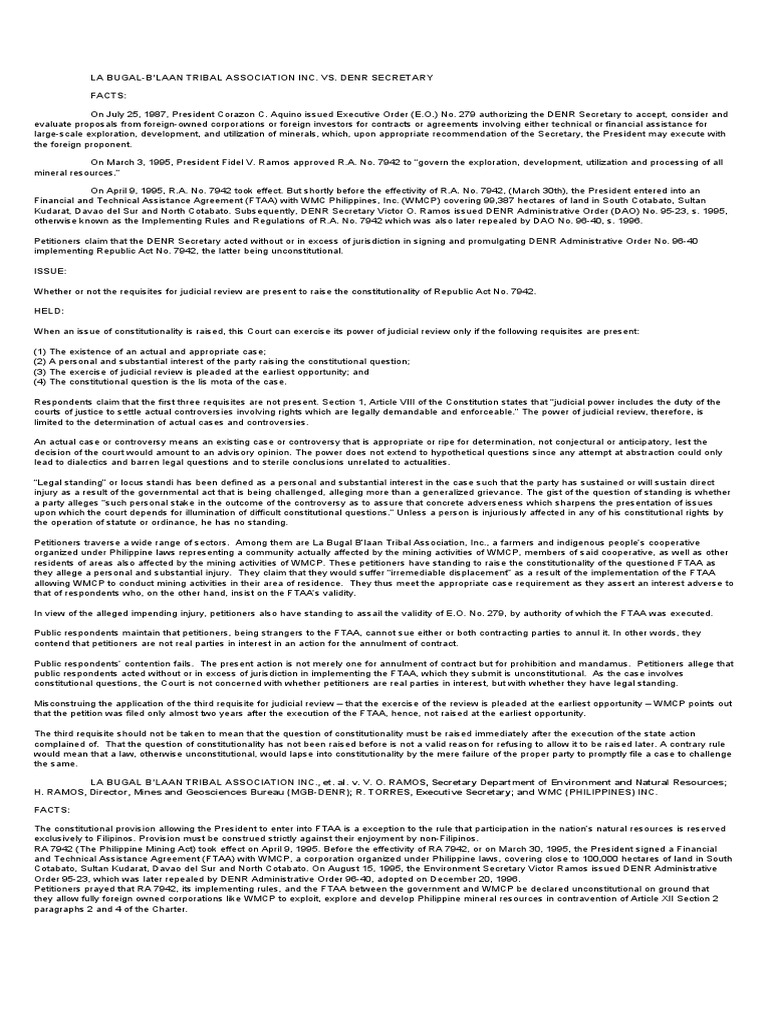 La Bugal V Sec. Ramos Digests PDF Standing (Law) Case Or