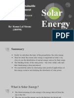 Solar Energy: CE 241A: Sustainable Built Environment