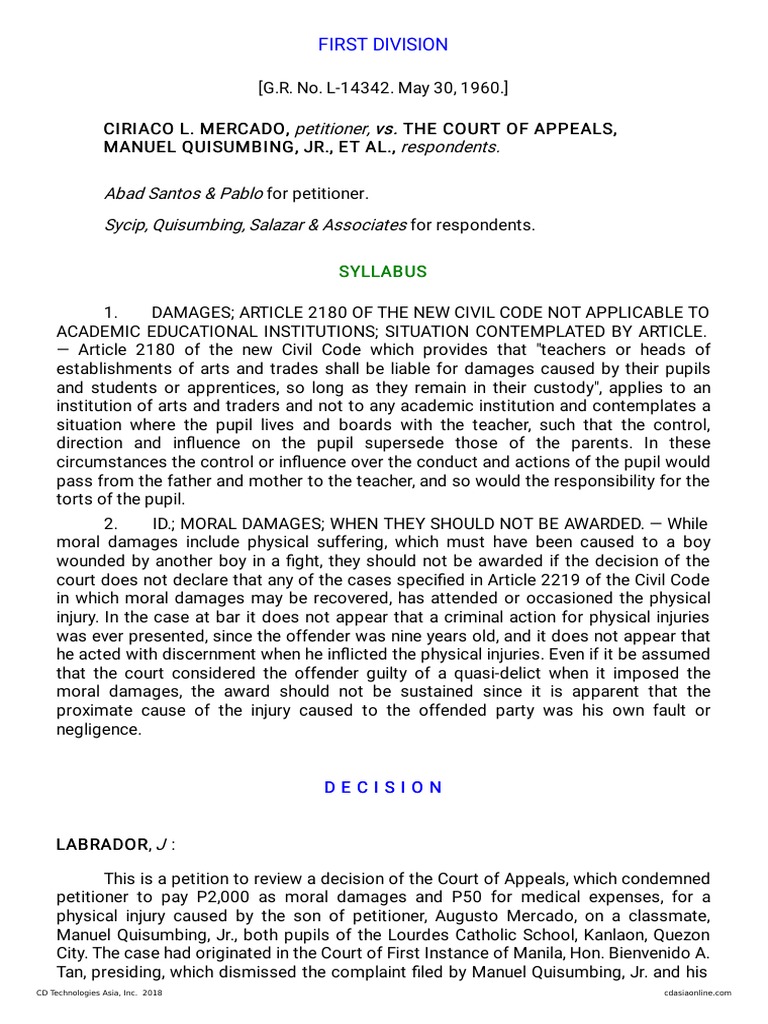 Court Ruling on Moral Damages Case | PDF | Damages | Negligence